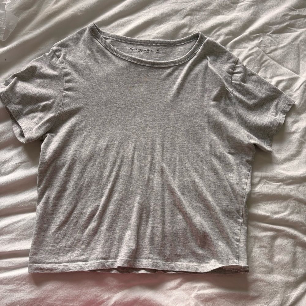 Abercrombie & Fitch Gray Relaxed Crop Tee